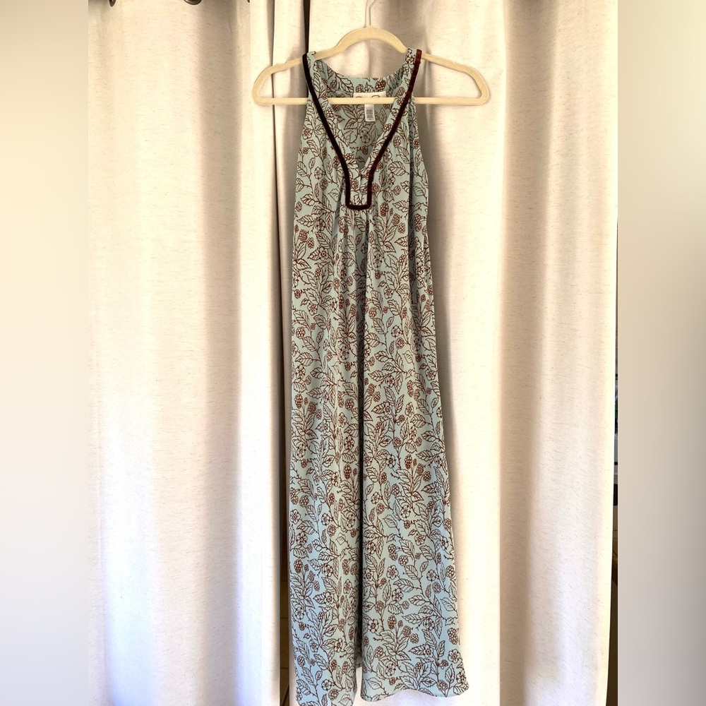 Oscar de la Renta Pale Blue Maxi Dress with Brown Floral Motif - Picture 14 of 14